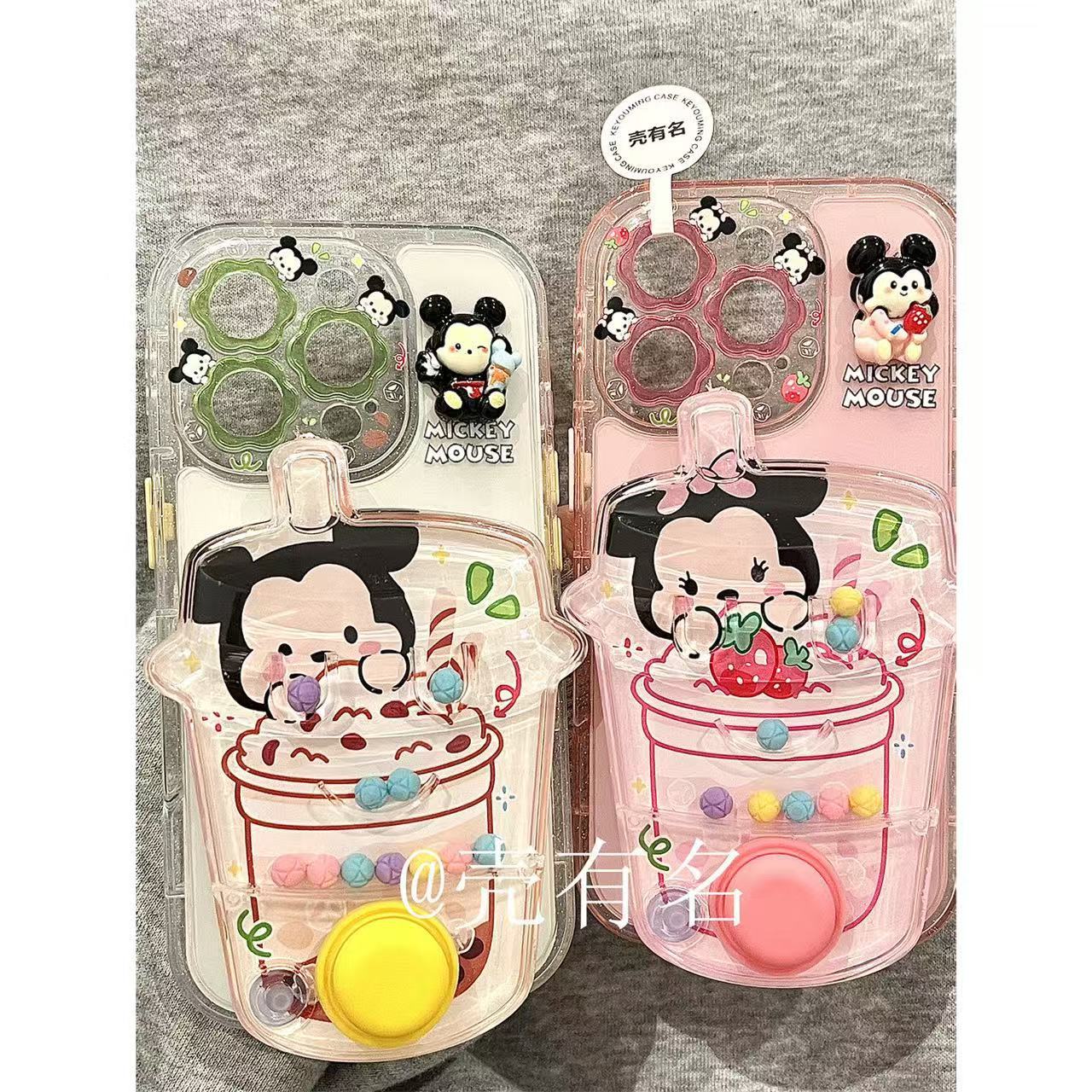 Cartoon Creative Stereo Milk Tea Game Console Mickey and Minnie Suitable for Apple 16 Mobile Phone Case Iphone15/14/13