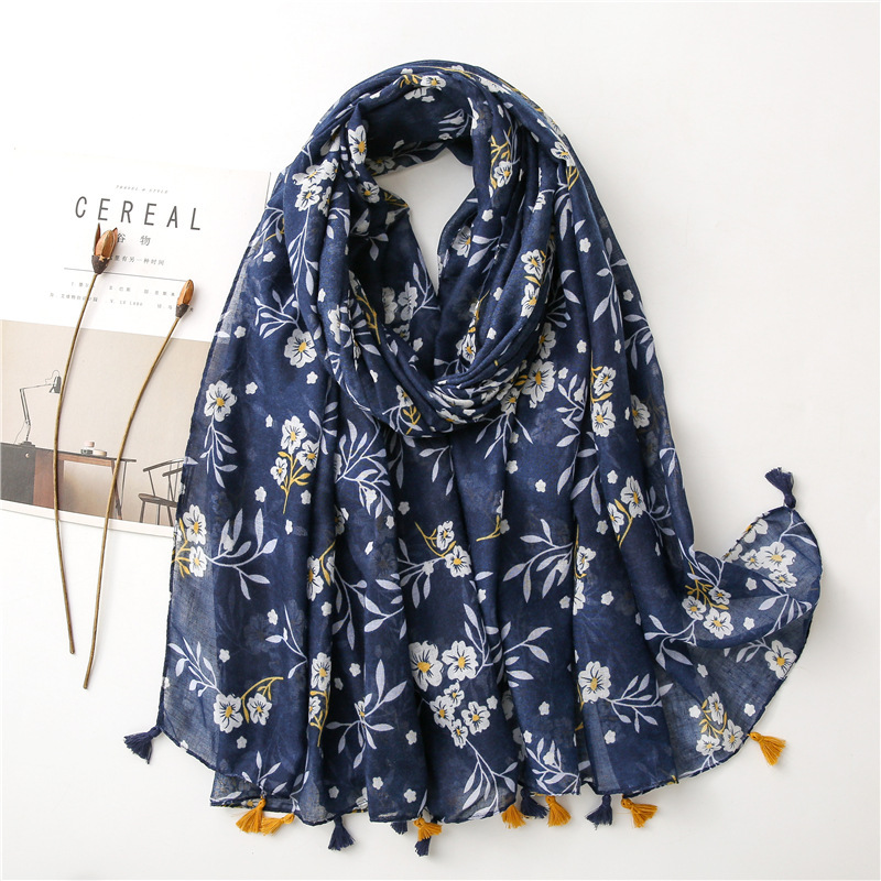 Bohemian Ethnic Style Cashew Color-Blocked Cotton and Linen Scarf for Women Travel and Vacation Thai Sun Protection Beach Towel Gauze Scarf