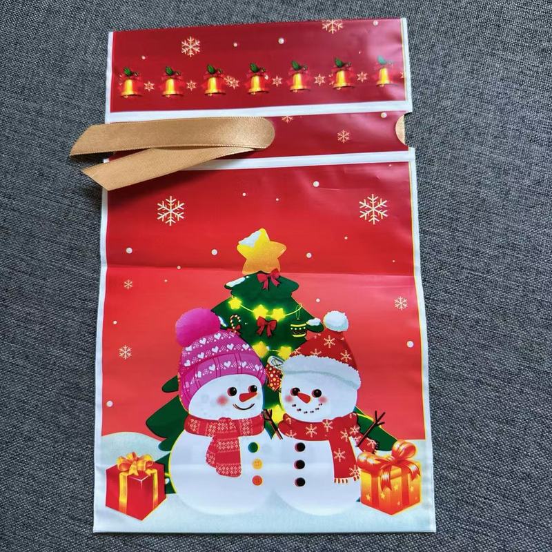 大型の新作越境ECクリスマスギフト包装袋、リボン付き巾着袋、キャンディバッグ、アップルバッグ、23cm*34cm|undefined