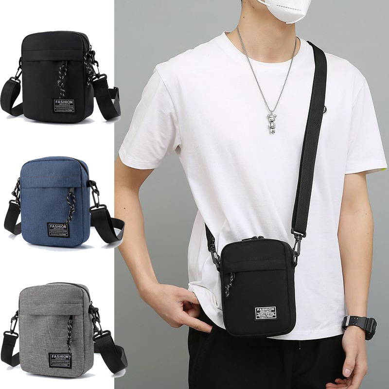Cross-Border Multifunctional Fashionable Lightweight Mini Crossbody Shoulder Bag Men's Canvas Mobile Phone Bag Casual Sports Small Square Bag