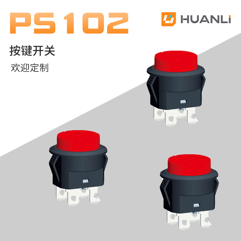 寰立开关直供单双极按钮开关 小型按键开关 消费型电器产品专用