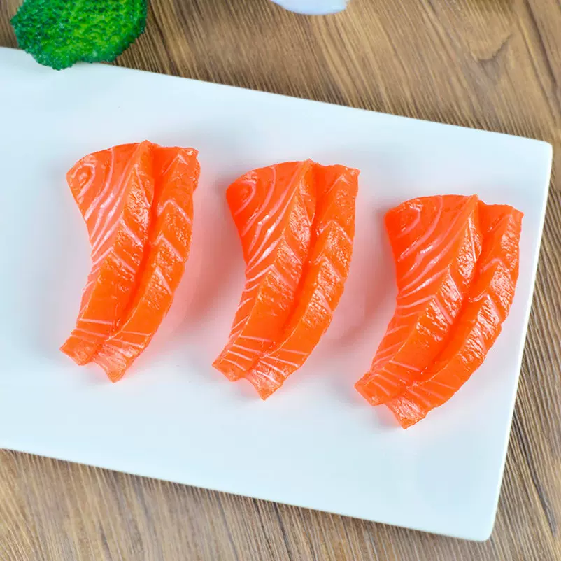 PVC仿真三文鱼片刺身生鱼片食物模型日本食玩摆盘拍摄道具摆件