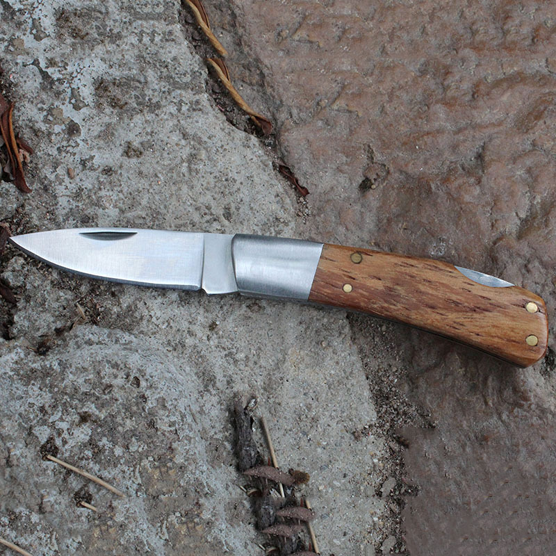 跨境欧式家用拆快递迷你折叠木柄旅游随身便携精致水果刀阳江厂家