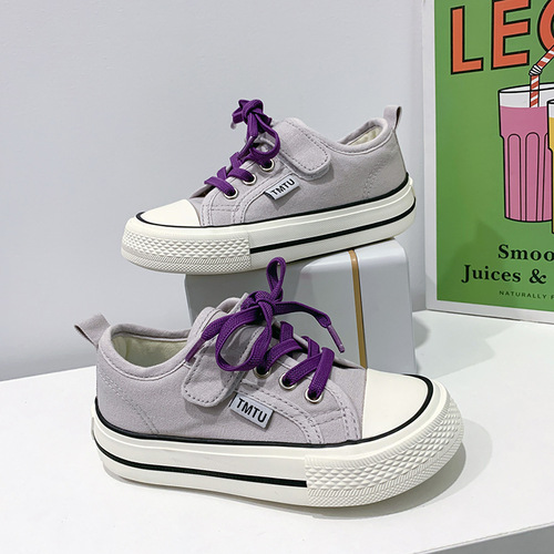Children's Mango Square Toe Canvas Shoes 2024 Spring Men's and Women's Small, Medium and Large Children's Soft Sole Shoes Korean Style Student Sports Shoes