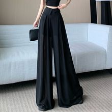 高级感雪纺网纱直筒阔腿裤裙女夏季2025高腰显垂感休闲拖地长裤