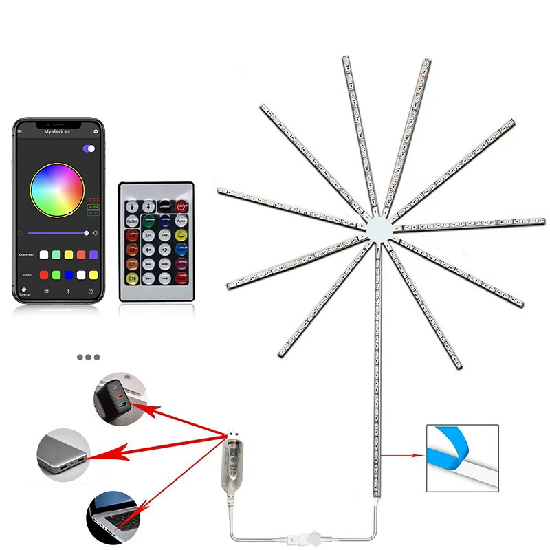Светодиодный фонарик с музыкой, ритмическая подсветка, Bluetooth