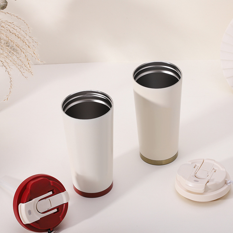 Lily of the Valley Coffee Cup 316 Stainless Steel Insulated Tumbler New Model Ceramic Inner Liner High-End Dual-Use Water Cup with Straw