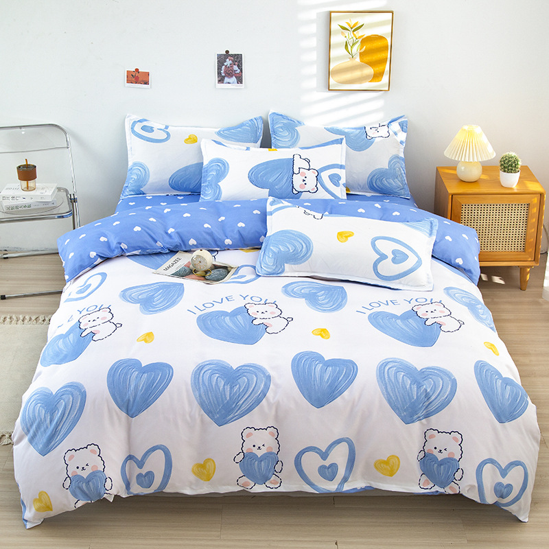 Venta al por mayor de fábrica envío gratuito de cuatro piezas juego de cama cola Orden de regalo conjunto sábana colcha cubierta grupo en vivo compra entrega de una pieza