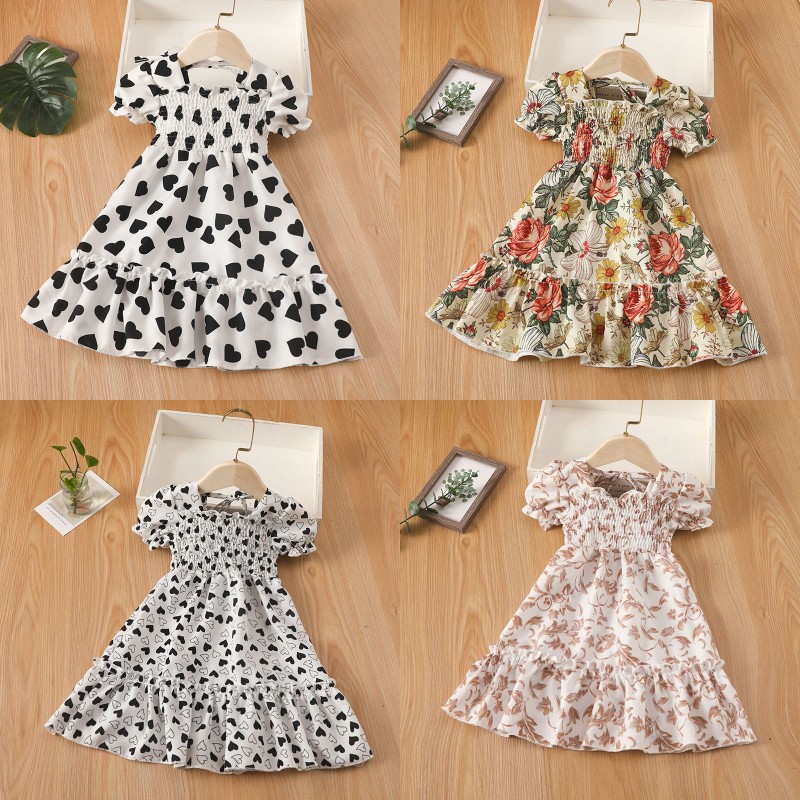 Children's Skirt New Summer Fashionable Skirt Girl's Sweet Lace Floral dress Girl Chiffon dress