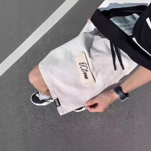 Summer Workwear Loose Straight Leg Pure Cotton Men's Youth Japanese Style Casual Short Pants Trendy Full Cotton Pants