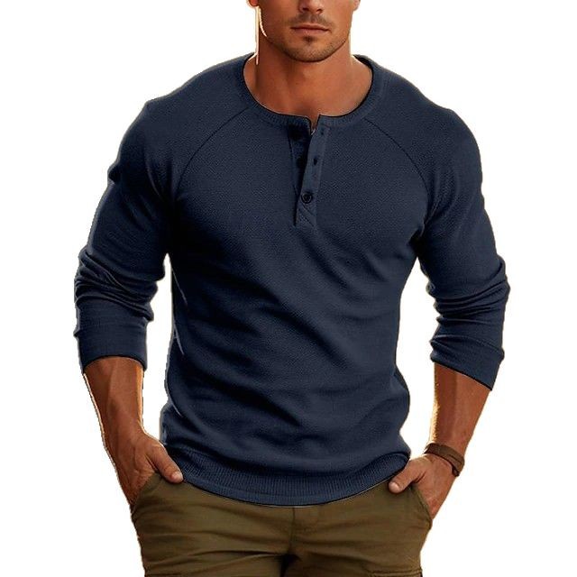 Men's Bottoming Shirt Henry Collar Long-sleeved T-shirt