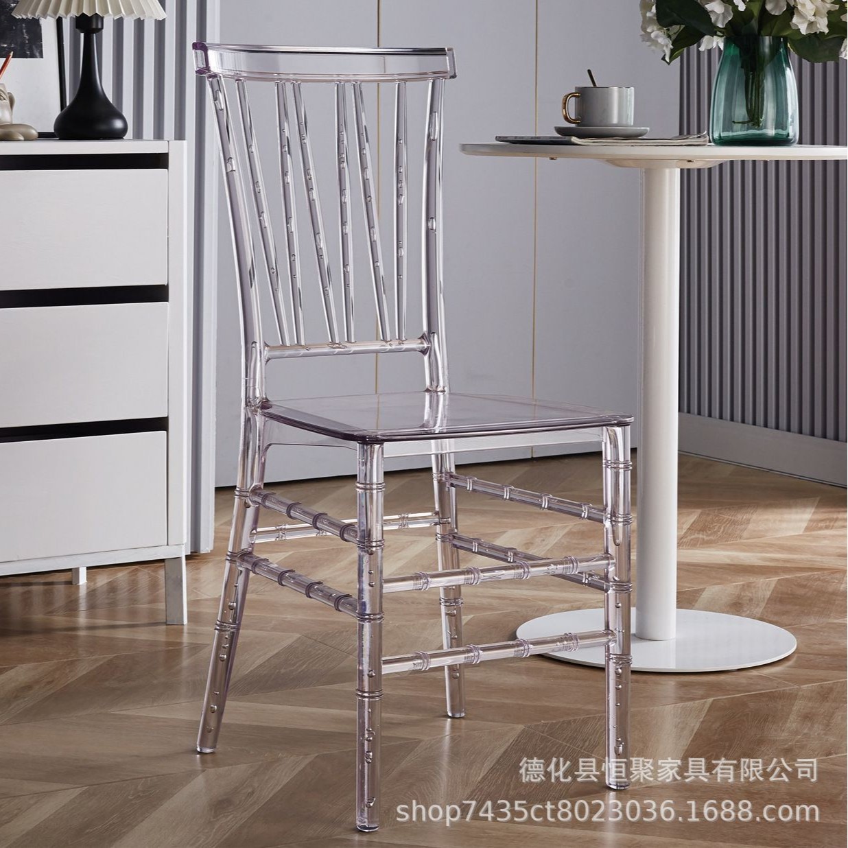 Fábrica directa de acrílico silla de comedor boda al aire libre Napoleón silla de comedor hotel banquete silla transparente