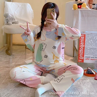 2022新款睡衣女春秋季长袖秋季网红卡通可外穿冬季家居服两件套套