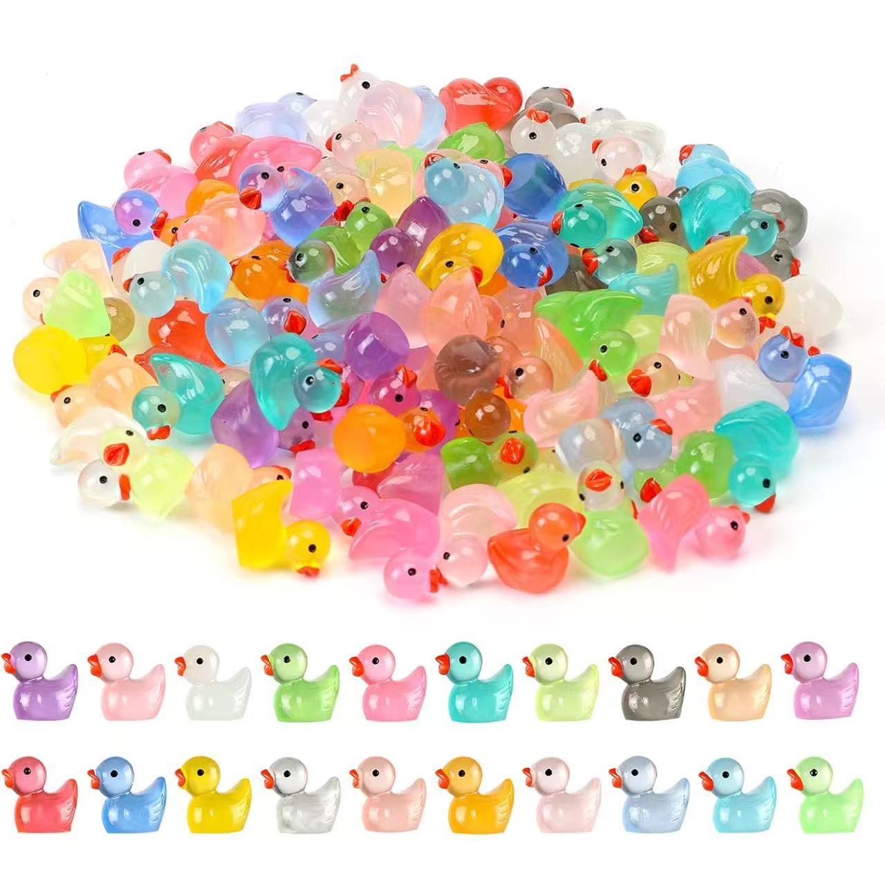 [Cross-border Bestseller] Glow-in-the-dark Miniature Duck Animal Model, Fluorescent Colorful Ornament, Play House Toy