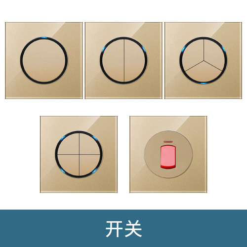 LED indicator light with switch British socket square foot square hole switch glass panel 13A Hong Kong British standard socket