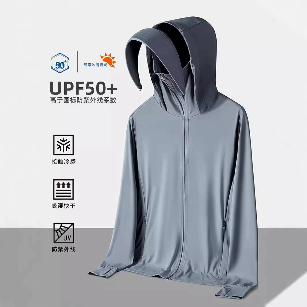 Ледяной шелк прохладный солнцезащитный крем пара съемная шляпа карниза кожа летняя рыбалка на открытом воздухе тонкая солнцезащитная куртка