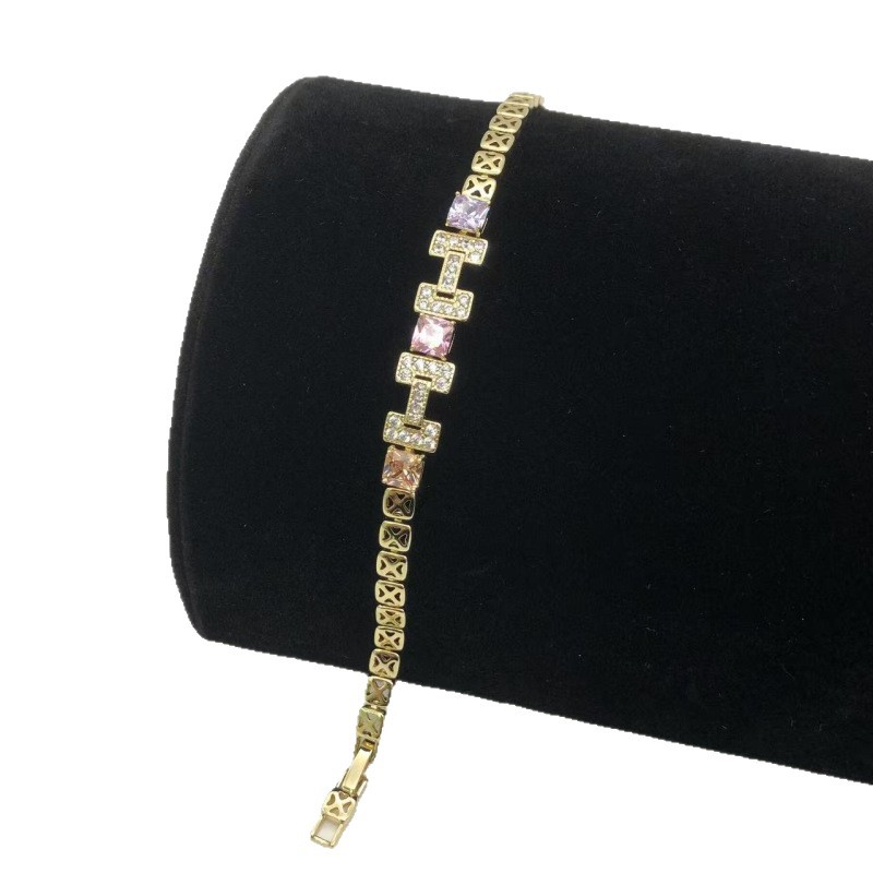 Pulsera Geométrica 14K para Mujer de Aleación de Cobre con Pedrería image 6