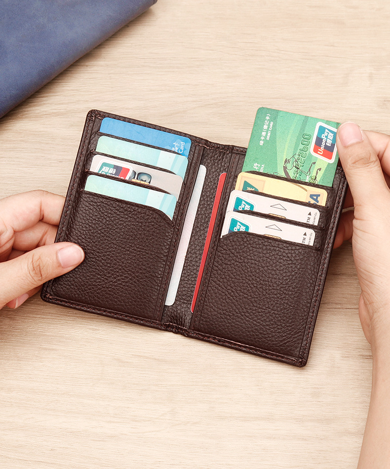 Leather Cowhide Card Holder for Men Women Urban Minimalist Stylish Black Brown