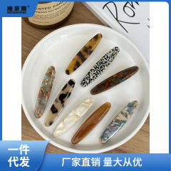 韓國FRANCE小號側邊夾一字夾法式簡約鴨嘴夾頂夾水墨豹紋樹脂薑茶