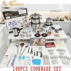 FUNITE140PCS アフリカ向け輸出ステンレス調理器具 クロスボーダーステンレスセット鍋 温度調節機能付き調理器具