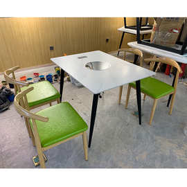 岩板火锅餐桌餐饮店生蚝烧烤店火锅桌子商用私房菜餐厅桌椅