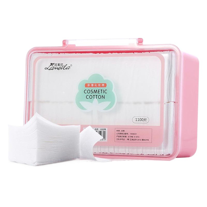 Ramila maquillaje ligero de algodón 1100 piezas de tela no tejida sin pelusa mojado y seco de doble uso removedor de maquillaje de algodón TM032
