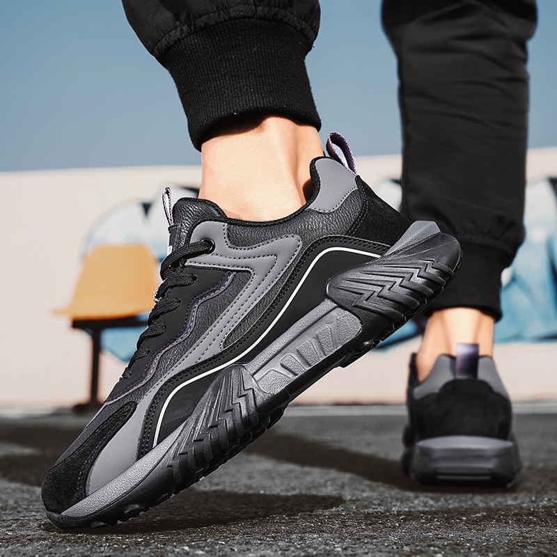 2025 primavera chatarra mano rápida transmisión en vivo Gump zapatos de cuero de suela gruesa impermeable zapatos deportivos para hombres casuales coreanos