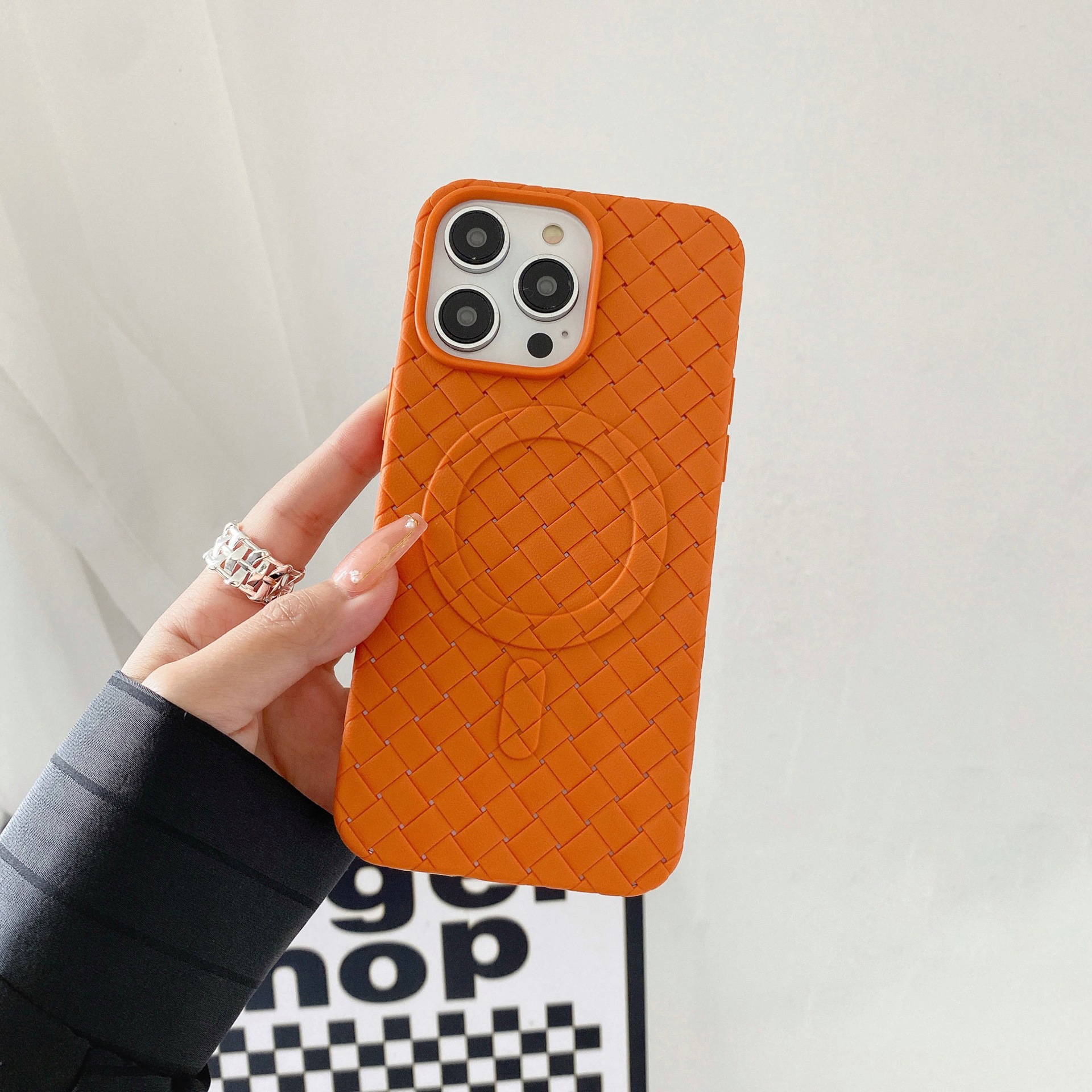 Disipación de calor tejido succión magnética aplicable iPhone14ProMax caja del teléfono móvil de Apple 13 ligero suave caso 12 funda protectora