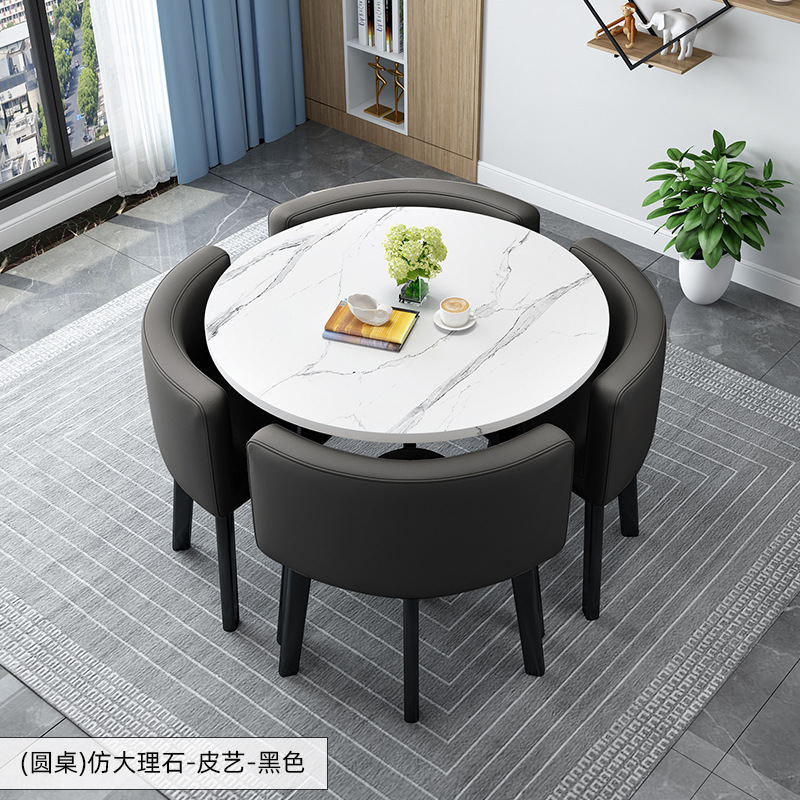 Simple Recepción y negociación pequeña mesa redonda mesa de recepción negociación reunión mesa de invitados y silla traje Oficina área de descanso mesa y silla combinación