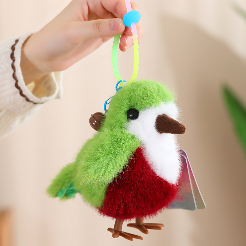 Muy bebé simulación pájaro tetas muñeca suave loro lindo llavero colgante campana regalo bolso accesorios