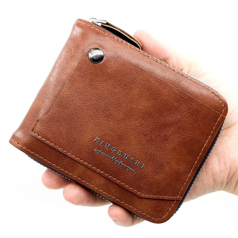 Europa y América retro de los nuevos hombres de la cartera corta de gran capacidad Multi-tarjeta de bolsillo titular de la tarjeta de los hombres de la cartera de la cadena