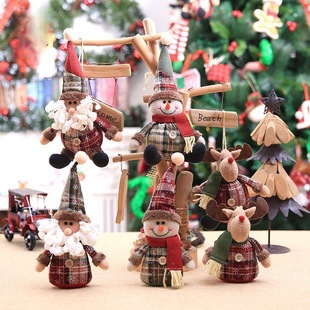 Christmas Tree Decorations Cartoon Doll Snowflake Plaid Doll Christmas Tree Hanging Ornaments Children's Holiday Gifts