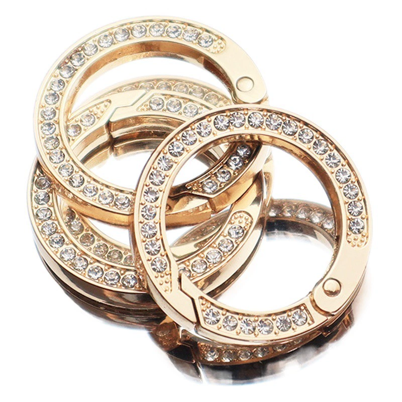 Автомобильный брелок аксессуары Алмазная пружина кольцо ключ Подкова пряжка брелок кулон металлическая круглая пряжка бриллиант оптом