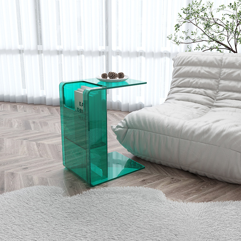 Acrylic Sofa Magazine Small Bookshelf Side Table Bedside Table Coffee Table Storage Rack Bedroom Creative Corner Table Transparent Side Table