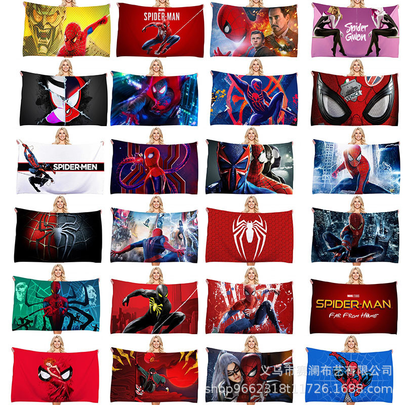 Cross-Border Dropshipping Marvel Spider-Man Series 3D Digital Printed Absorbent Towel Quick-Drying Beach Towel Bath Towel Cross-Border Dropshipping Marvel Spider-Man Series 3D Digital Printed Absorbent Towel Quick-Drying Beach Towel Bath Towel
