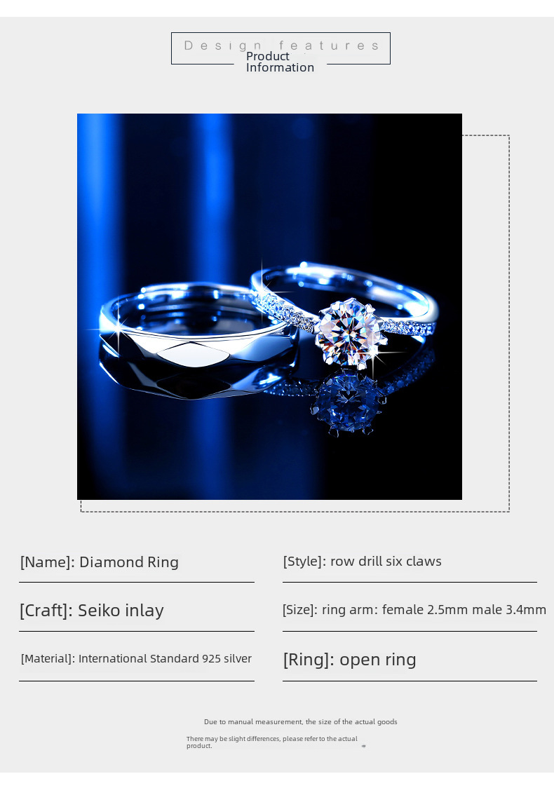 Klassischer Sterlingsilber Moissanit Diamant Partnerring Set_voghion.com