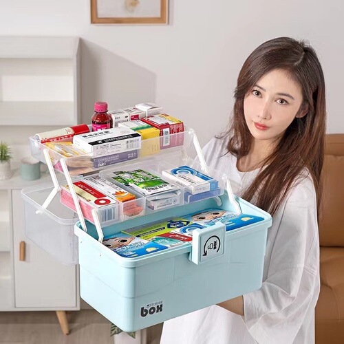 Medicine box, home medicine storage box, household small medical first aid box, large capacity storage box