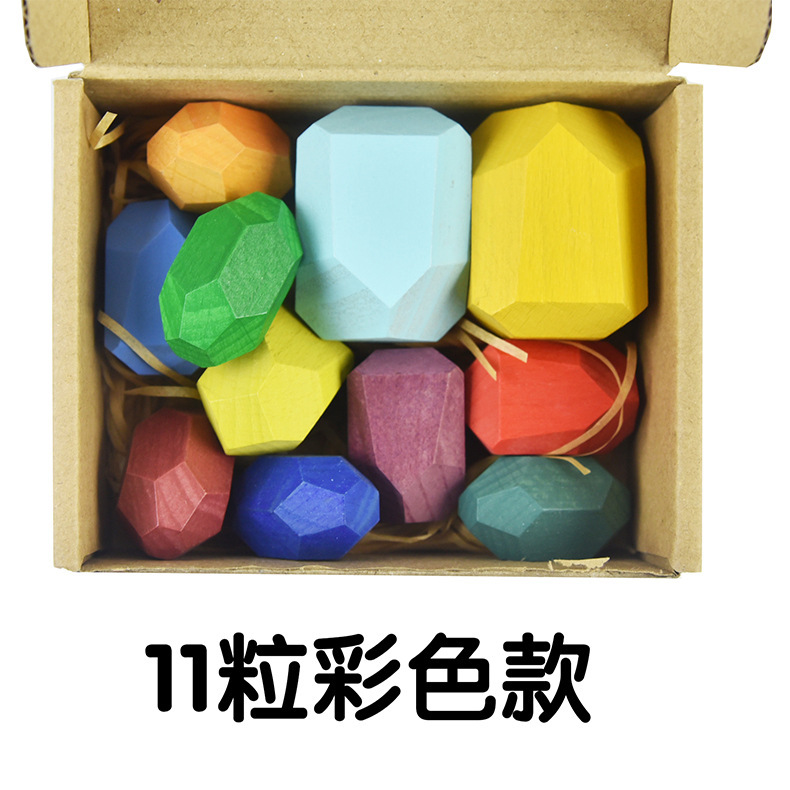 En stock transfronterizo Nórdico ins estilo colorido piedra educación temprana piedra apilada música de los niños de juguete de madera adornos
