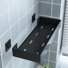 厨房壁挂置物架免打孔挂壁式家用调味料不锈黑收纳架油盐酱醋浴室