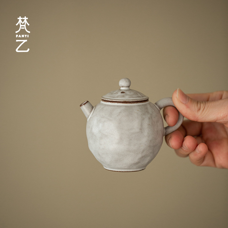 梵乙锤纹茶壶不烫手泡茶壶家用带过滤细陶冲茶壶侘寂风半手工单壶