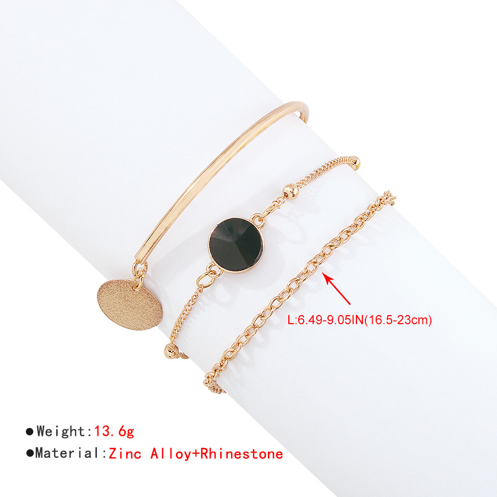 Retro Black Diamond Disc Pendent Stacking Alloy Bracelet Set Wholesale Nihaojewelry display picture 4