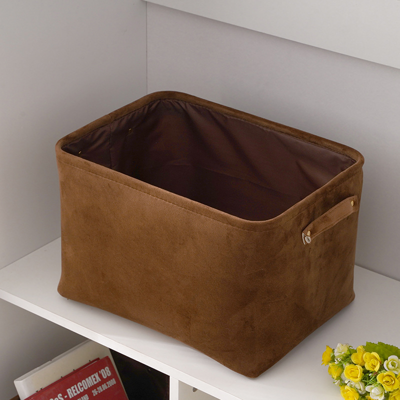 收納筐荷蘭絨 首飾零食存放盒帶把手 廠家批發(fā)大小號收納筐