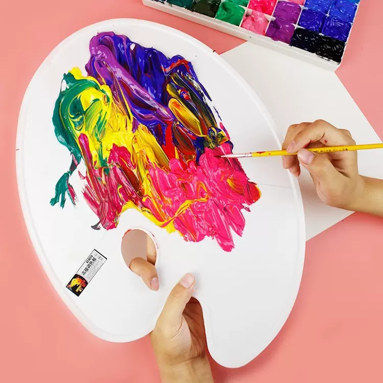 虹影调色板椭圆形透明调色盘水粉水彩油画丙烯国画颜料学生美术工