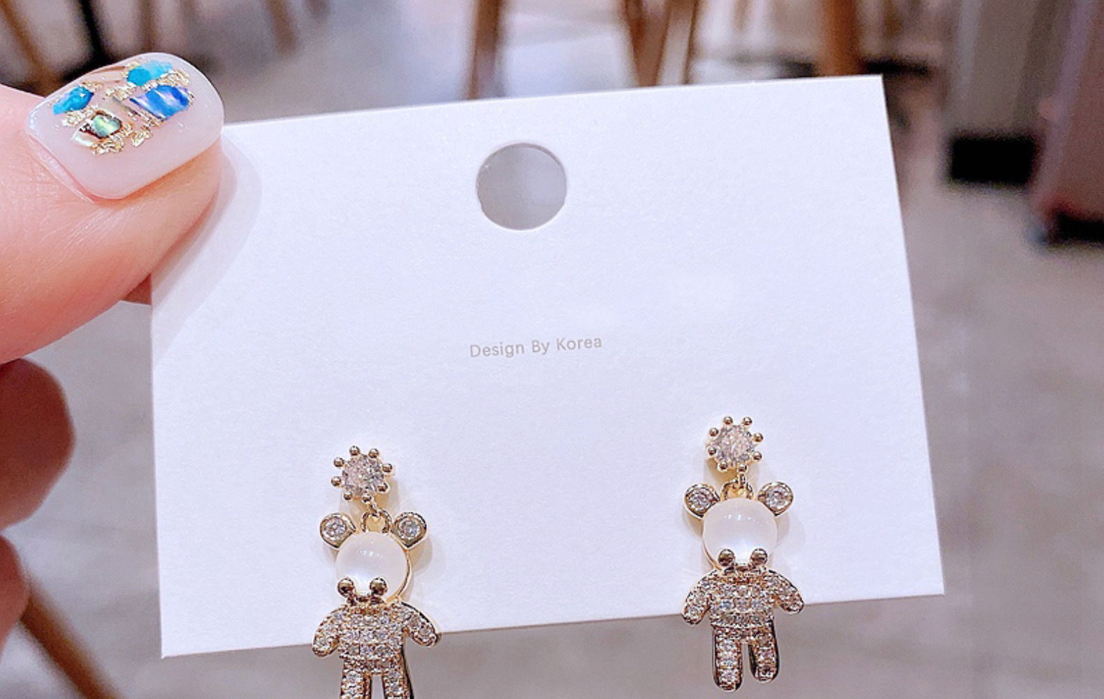 Fashion Cute Bear Zircon Micro-inlaid Copper Earrings Wholesale display picture 2