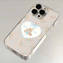 蓝色蝴蝶结熊苹果iPhone15/14Promax手机壳13/12太空壳11/xs防摔