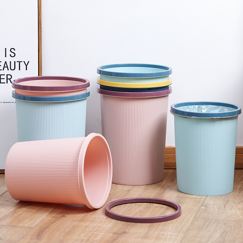 Large-capacity plastic waste paper basket, ring-shaped trash can, high-appearance kitchen waste basket for home use, no lid for living room and bathroom Large-capacity plastic waste paper basket, ring-shaped trash can, high-appearance kitchen waste basket for home use, no lid for living room and bathroom
