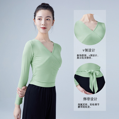 Ballet dance tops for adult women, modern classical knitted strap body suits, Chinese dance practice clothes tops
