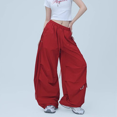 2025 ホットガールストリートダンストレンディなブランドストラップ巾着オーバーオール女性の夏の痩身速乾性バナナスポーツロングパンツ
