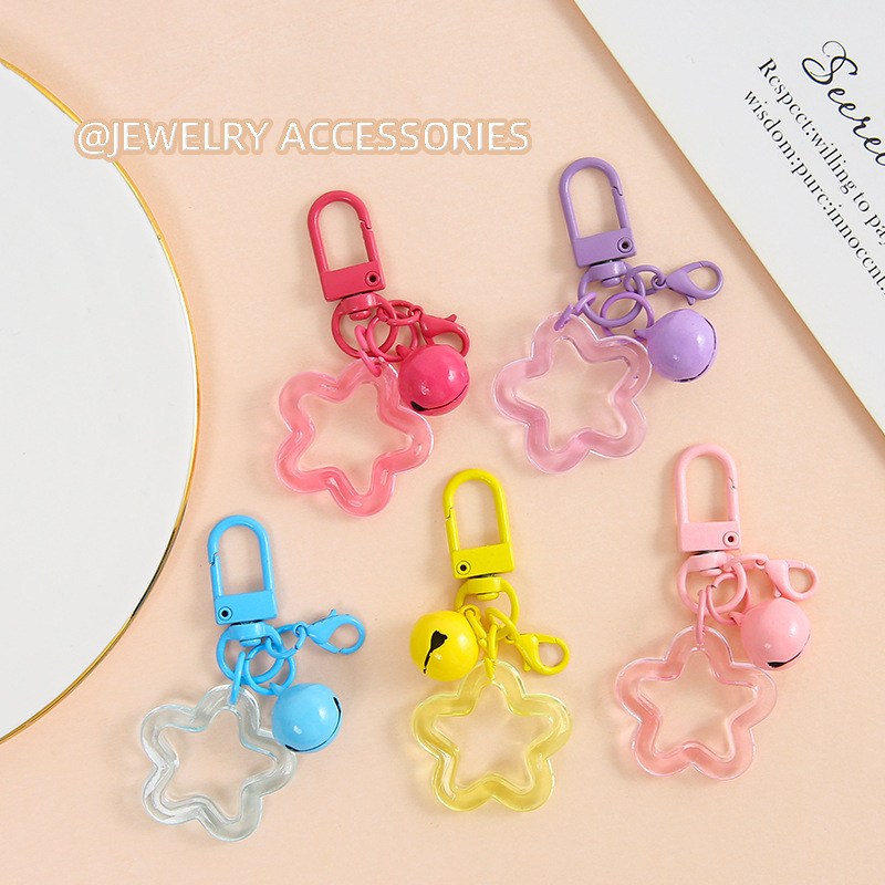 Colorful Transparent Five-Pointed Star 14mm Bell Lobster Clasp Door Buckle Key Chain Pendant DIY Handmade Jewelry Wholesale Colorful Transparent Five-Pointed Star 14mm Bell Lobster Clasp Door Buckle Key Chain Pendant DIY Handmade Jewelry Wholesale
