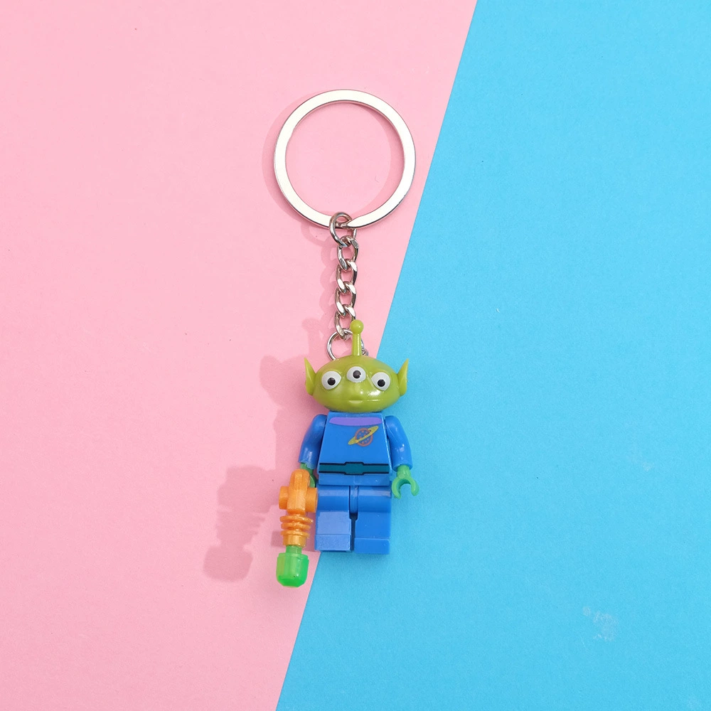 Keychain constructor pendant, cute character mini-figure keyring, plastic, assorted designs